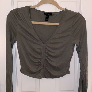 NWOT Green Long Sleeve Crop Top - Forever 21